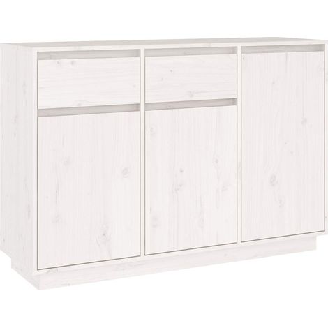 Credenza Madia Buffet Bianca 110x34x75 cm in Legno Massello di Pino CDS48088 (1/5)