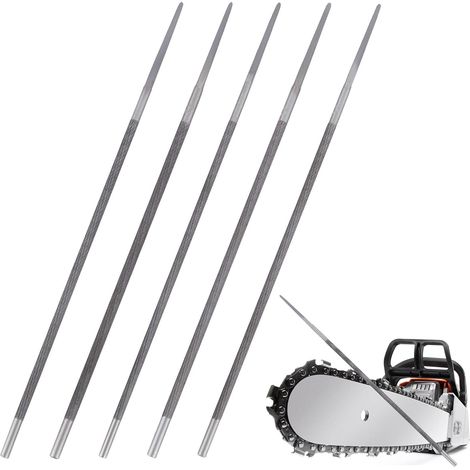 Lot de 5 limes rondes pour tronçonneuse, tondeuse, affûtage 4,0 mm, 4,5 4,8 5,0 mm et 5,5 manuel des chaînes tronçonneuse - (1/5)
