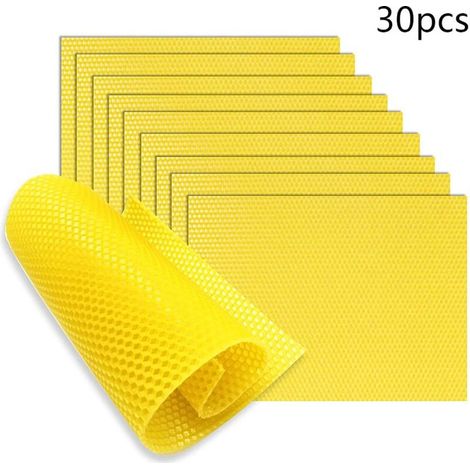 Lot de 30 plaques de cire d'abeille pour bougies - Jaune- (1/5)