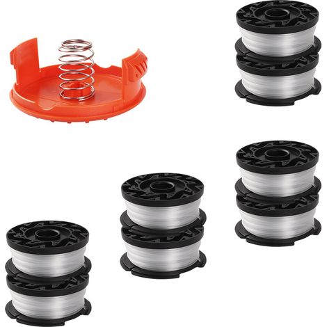 Bobines de rechange Black+Decker (lot de 3) pour coupe-bordures - Bobine à enrouleur automatique Reflex Plus - 4 x 10 m de fil de nylon transparent haute résistance