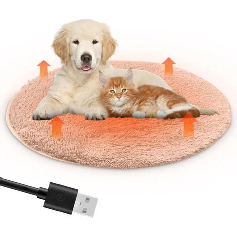 Tapis chauffant pour animaux - 40 x 40 cm, rechargeable par USB, couverture électrique, coussin moelleux pour chiens et chats (1/4)