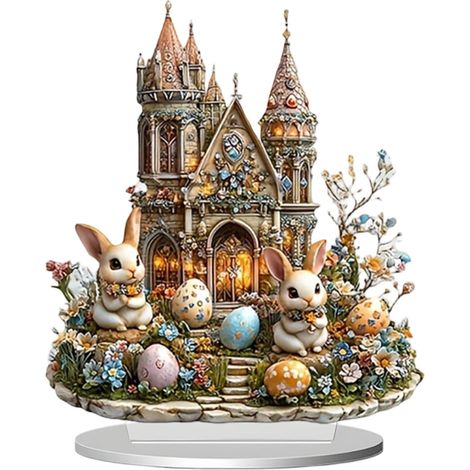 Ornement En Acrylique Forme De Lapin De Pâques Et Oeuf - 3D - Pour Décoration Intérieure - Bureau Étagère Salon Chambre - 1 Pièce (1/5)