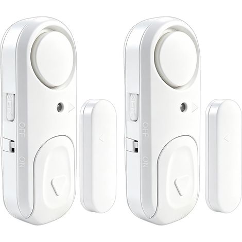 Alarme Maison sans Fil Détecteur Ouverture Porte Fenêtre avec Sirène 2-en-1 Alarme et Carillon Système de Sécurité Antivol Installation Facile pour Appartement Garage Piscine Frigo (2Pcs) (1/5)