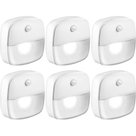 Lot de 6 veilleuses LED à détecteur de mouvement, fonctionnant sur piles, pour placard, armoire, cuisine, comptoir ou mur. (1/5)
