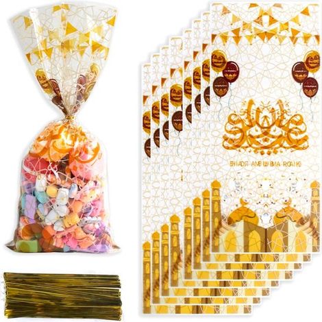 Lot de 10 sacs de fête Eid Mubarak - Sacs à bonbons Ramadan - Pour fête de l'Aïd - Sacs cadeaux (1/4)