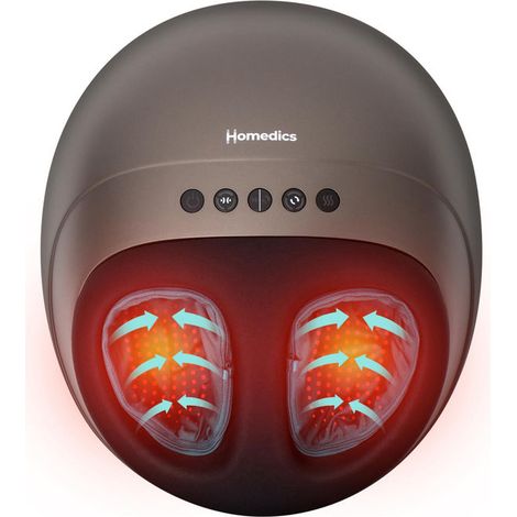 Homedics, Massaggiatore Piedi Shiatsu Air Pro, Elettrico, Compressione Aria, Calore, Bianco-Grigio