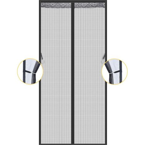 Moustiquaire Porte Fenêtre Magnétique 90x210cm Rideau Porte Anti Mouche Insecte Moustiquaire Aimantée Bande Adhésive Fermeture Automatique Maille-Crezuo (1/4)