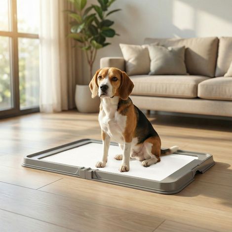 Gris 86x62 cm - Toilettes pliantes conçu pour chiens Plateau sanitaire pour chiens dressé 3 coussinets antidérapants Pieds