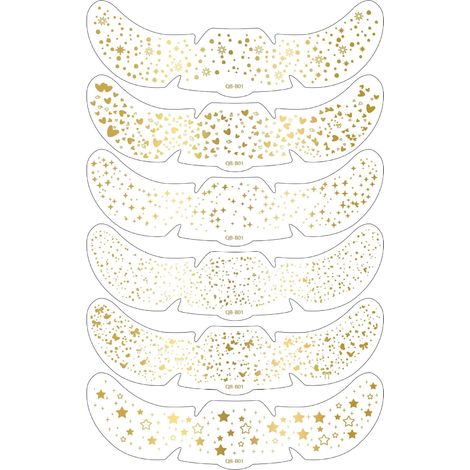Juego de 6 tatuajes faciales con purpurina, pegatinas doradas con purpurina, tatuajes temporales para fiestas/carnavales/festivales/Navidad.