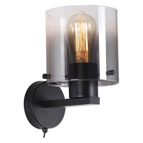 Searchlight Sweden Applique 1 lumière noir mat et verre fumé (1/3)