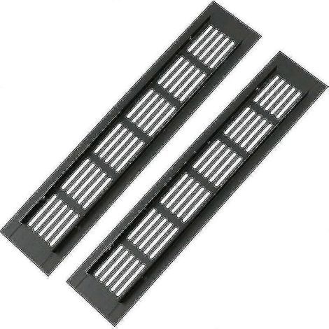 Lot de 2 grilles d'aération rectangulaires en aluminium pour portes de camping-car - 250 x 50 mm - Protection anti-insectes (1/5)