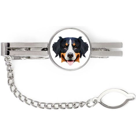 Perro de montaña bernés - pinza de corbata geométrica con foto e inscripción Art-Dog (1/4)