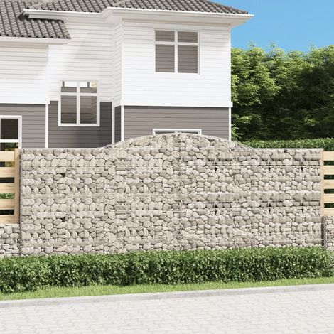 Gabion pour Pierres arqué 9 pcs Panier de gabions - Cage à pierre 400x50x160/180 cm fer galvanisé BV967498 - BonneVie (1/5)
