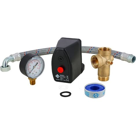 Pompesguinardloisirs – Raccordement surpresseur – Kit pour réservoirs 20l à 100l – Raccord 5 voies avec manomètre et pressostat – Accessoire professionnel