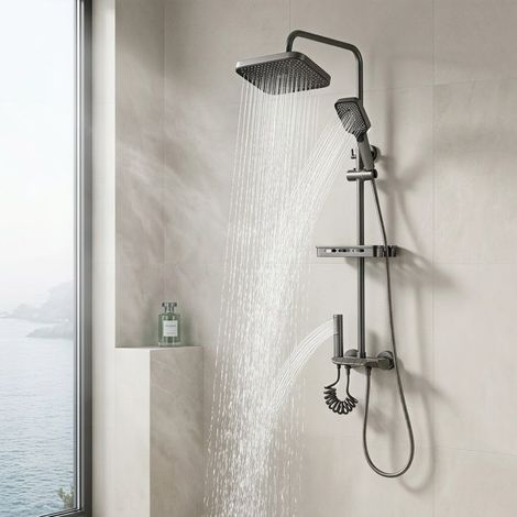 Colonne de douche - 4 en 1 - Constante Mitigeur - Commande Piano - acier inoxydable - Gris (1/5)