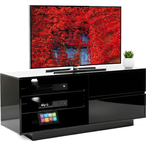 Centurion Supports Gallus Gloss Black with 2-Black Drawers & 3-Shelf 32"-55" LED/ LCD / Plasma Cabinet TV Stand (1/5)