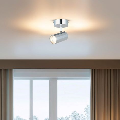 Lustre élégant chromé, corps en métal, culot Ø 6 cm, hauteur 18 cm, douille GU10 (max 7 W)  ampoule incluse, éclairage élégant pour les espaces modernes (1/3)