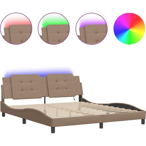 Lit double - lit simple - Cadre de lit avec LED Zadar cappuccino 180x200 cm fr5335 - Maison La Vie (1/5)