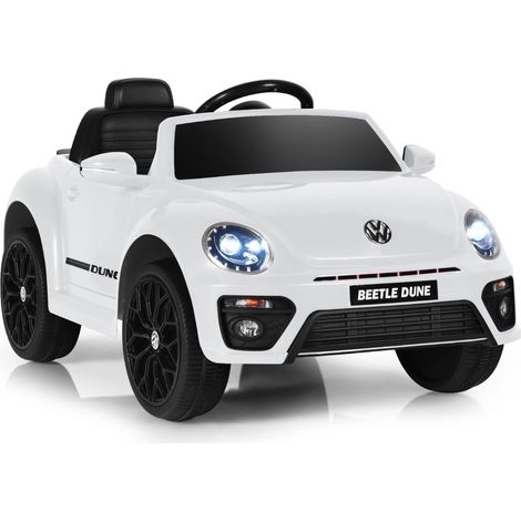 Auto elettrica per bambini 95 x 56 x 47 cm telecomando sicuro durata della batteria 1-2 ore stile Maggiolino Volkswagen polipropilene bianco 200014720
