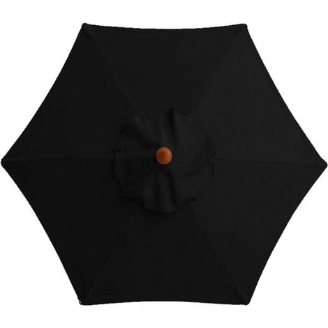 Parasole di ricambio a 6 stecche (2 m/2,7 m/3 m) Parasole di ricambio, tessuto di ricambio per parasole (nero, senza portaombrelli) (1/4)