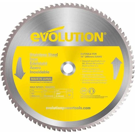Evolution Stainless Steel Cutting Chop Saw Blade 355mm