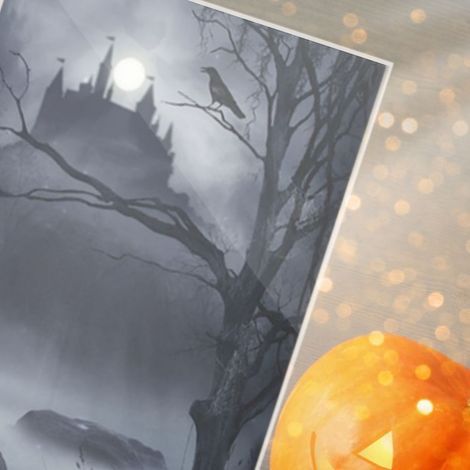Décoration Murale Halloween Thème Citrouille Tableau Acrylique Transparent Motif Effrayant Peinture Artistique 14x21cm Ornement Fête CBS719X11 (1/4)