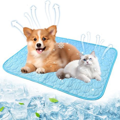Tapis Rafraichissant Chien,Tapis Fraicheur Chien pour Chats Et Chiens,Lavable Tapi de Refroidissement en Soie Glacée,Pet Cooling Mat pour À La Maison, en Voyage Ou en Voiture(Bleu,27,521,6in) (1/5)