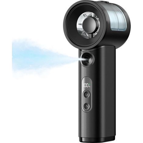 Ventilateur brumisateur portable – Batterie rechargeable 4000 mAh, puissants ventilateurs turbo personnels, 5 vitesses, mini vaporisateur d'eau pour voyage, extérieur, vacances à la plage (1/5)