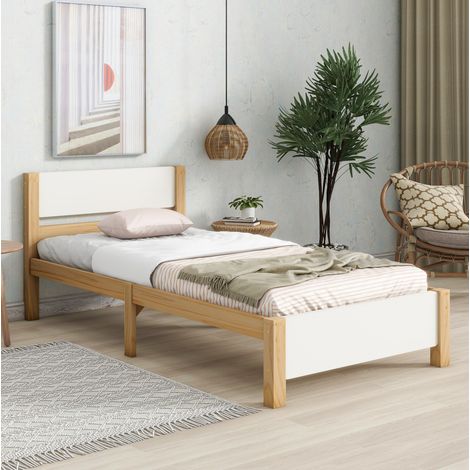 Cama individual de madera 90x200 con somier DESVIAE (1/5)
