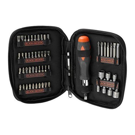 Juego de 56 Piezas para Atornillar con Atornillador de Carraca - Black+Decker A7104-XJ (1/4)