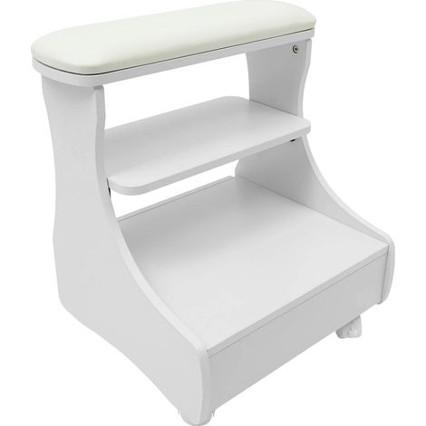 Chariot de pédicure, Trolley de rangement mobile, Repose-pieds réglable, Blanc (1/2)