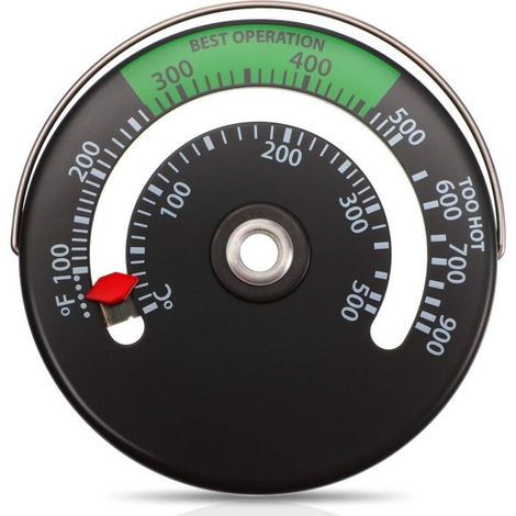 Ofenthermometer – magnetisch – Messbereich 0 bis 500 °C – für Holzöfen und Schornsteinrohre – 1 Stück (1/5)