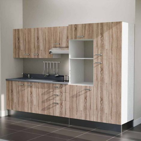Kochnischen K46L - 300 cm - Holz - Cromo - Spüle links + Haushaltsgeräte Edelstahl (1/5)