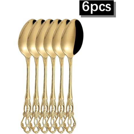 (6 cuillères à café) Couverts haut de gamme en acier inoxydable Huangting : couteau à steak, fourchette, cuillère et cuillère à dessert de style occidental. (1/5)