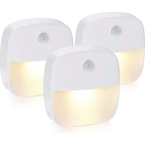 Luz nocturna LED, lámpara de noche de pared adhesiva con detector de movimiento y sensor de luz, luz nocturna LED infantil para habitación de bebé, dormitorio, garaje y pasillo (blanco cálido) (1/5)