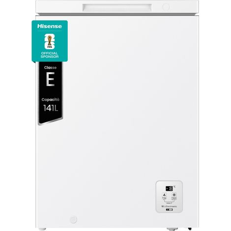 Hisense FT145N1AWE. Capacità netta congelatore: 141 L, Classe climatica: ST-T, Capacità di congelamento: 8 kg/24h, Autonomia senza energia elettrica: 10 h, Emissione acustica: 37 dB, Punteggio: 4....
