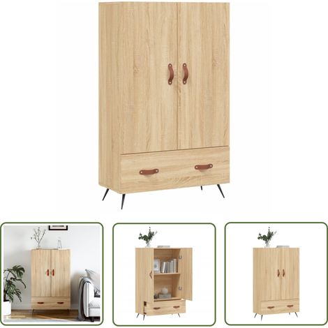 The Living Store Highboard Sonoma-Eiche 69,5x31x115 cm Holzwerkstoff - Sideboard - Hochschrank - Wohnzimmermöbel - Eichefarben - Holzwerkstoff (1/5)