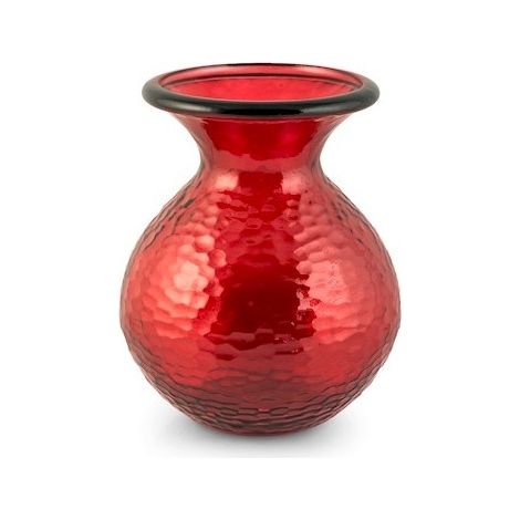 Roter bugnato glasvase 24,5 cm