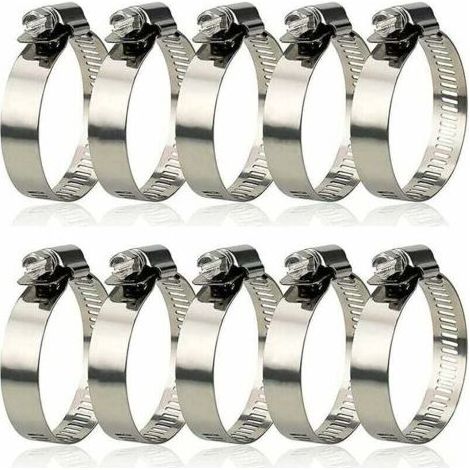 304 Collier de Serrage Inox,Collier de Serrage Métallique Diamètre Réglable de 27 à 51 mm,Collier de Serrage Pour Piscine Pour la Fixation des Tuyaux 10 Pièces, (1/4)