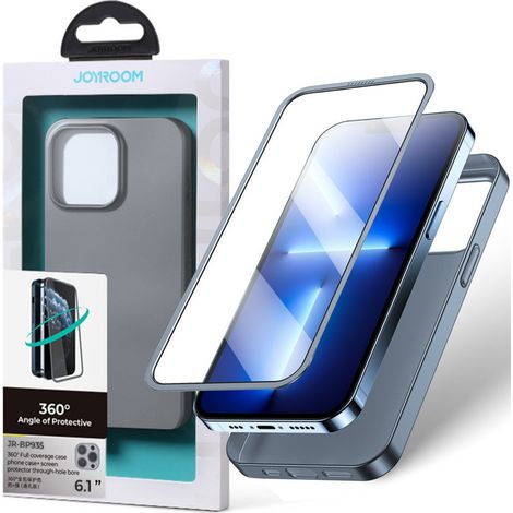 Funda Joyroom 360 completa para iPhone 13 Pro Max, parte trasera y delantera + cristal templado gris (JR-BP928 Tarnish) (1/5)