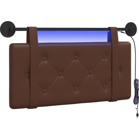 Maison Exclusive - Tête de lit suspendue Avec lumière LED Marron Simili cuir (1/5)