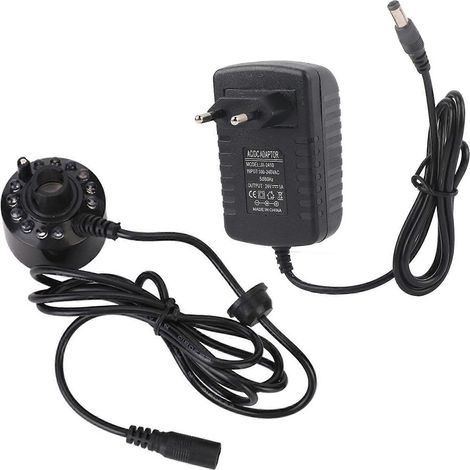 Aquarium Noir 12 LED Lumière Ultrasonique Brumisateur Fontaine Eau Étang Intérieur Extérieur Accessoires Réservoir Poissons (1/5)