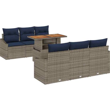 Maison Exclusive - Garten-Sofa-Set mit Speicher 7 pcs Grau Poly R