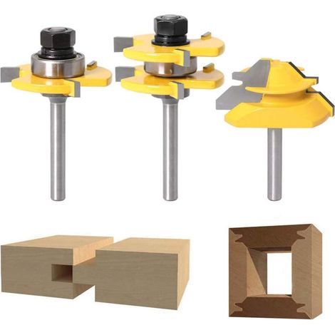 Aiducho – 45°-Nutfräser-Set für Oberfräsen – 6,35 mm (1/4") – Kohlenstoffstahl und Feinkorn-Hartmetall – 2-teiliges Set für Hartholz (1/5)