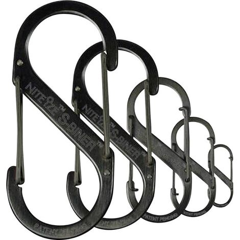 Schwarzer Edelstahl-Doppelkarabiner, 5 cm, 4,5 kg, Nachtgröße NITE IZE (1/5)