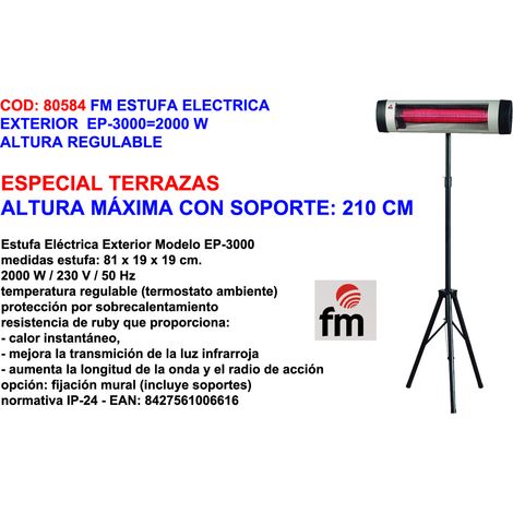 Riscaldatore elettrico da esterno a infrarossi EP-3000 2000W altezza regolabile