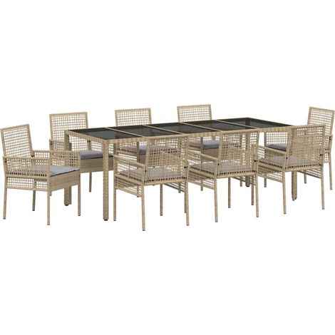 Maison Exclusive - Garten Essgruppe 9 pcs Beige Poly-Rattan