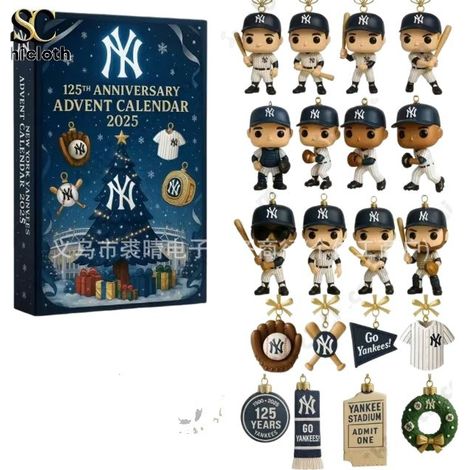 New York Yankees 125th Anniversary Christmas Blind Box Countdown Christmas Tree Decoration Acrylic Ornament - New New York Yankees 125th Anniversary Christmas Blind Box -