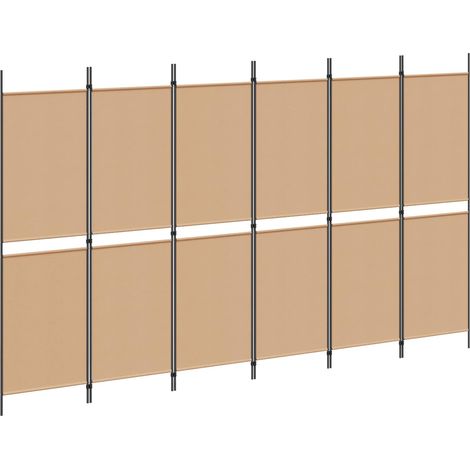 Divisor de habitación de 6 paneles Beige 300 x 180 cm Tela vidaXL