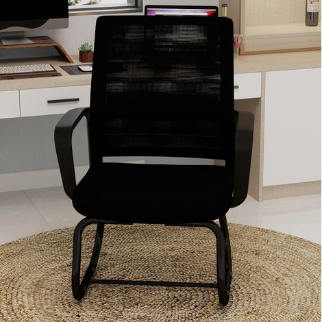 Stuhl Sessel bequem Metall Netzrücken Schwarz OKMYHOME (1/5)